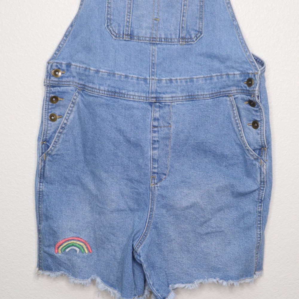 Target pride shortalls sz medium adult rainbow light wash pre-owned - Picture 7 of 13